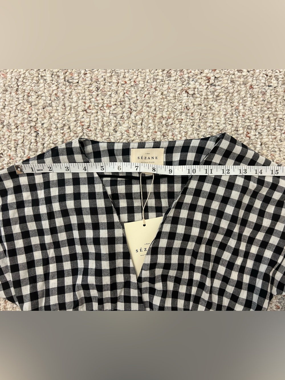 Sezane Marielle Dress - White / Black Gingham - US2 / FR34 - Picture 12 of 16